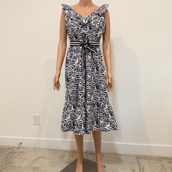 Vineyard Vines x Target medium ruffle belted nautical pockets dress D4 2469 - Picture 11 of 13